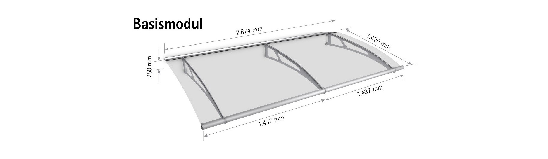 Stavebnicový systém stříška Lightline XL Polymer. Sestavte si maximální vchodovou stříšku.